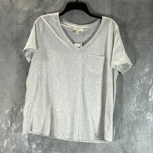 Style & Co Women's Plus Whispy Grey Heather V-Neck Pocket Short-Sleeve Top SZ 3X